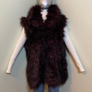 Adrienne Landau Deep Burgundy Faux Fur Vest